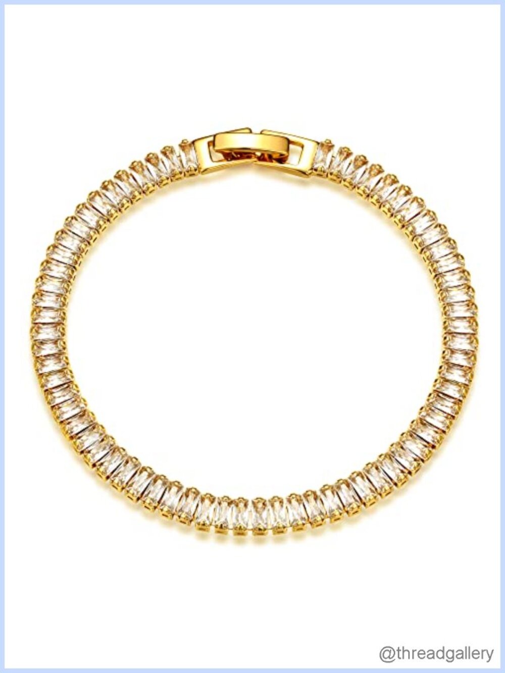 14K Gold Plated Tennis Bracelet Cubic Zirconia Baguette Chain Link Women